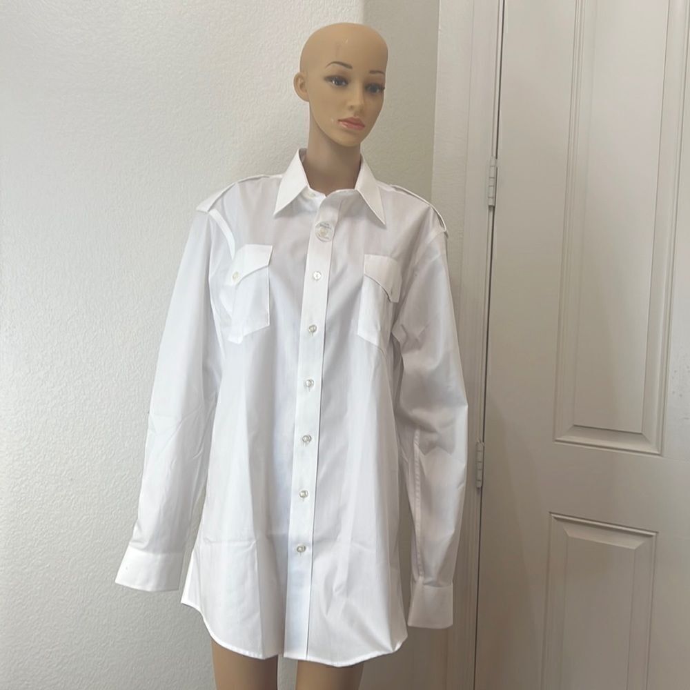 Twin Hill Shirt 16 1/2 White Dress Non Breakable Buttons Long Sleeve Two Pockets
